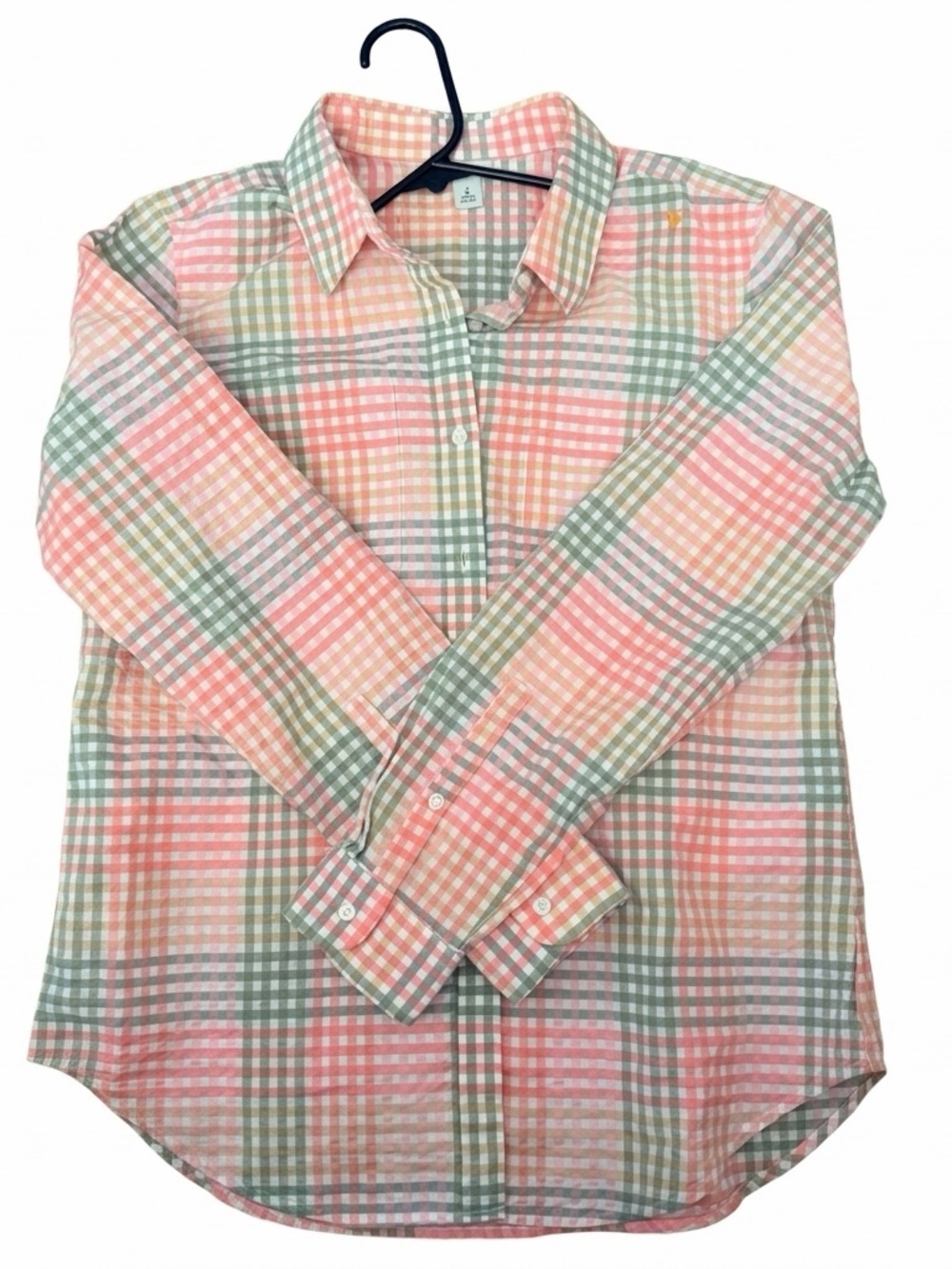 L.L. Bean Women's Vacationland Seersucker Shirt 100% Cotton- plaid